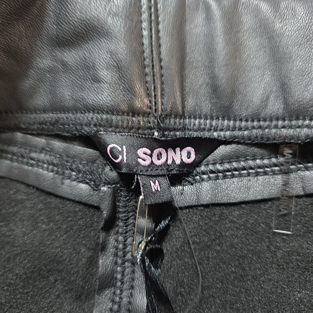 CI SONO Women's Faux Leather Pants Black Size Medium New With Tags PUP22 - Picture 2 of 7
